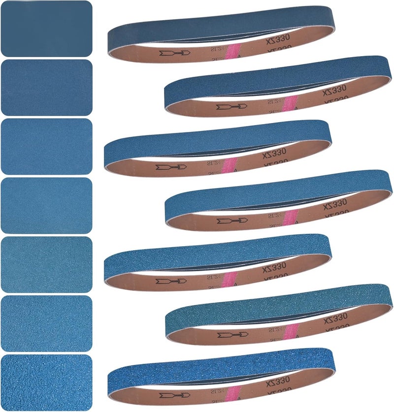 Aolabela 2x42 Inch Sanding Belts 24 Pcs 8 Grits Sizes (3 Each of 40/60/80/120/150/240/320/400 Grits) Heavy Duty Belt Sander Zirconia Belt Sander Paper for Wood Metal Stainless Steel Cars and Furniture - Image 1